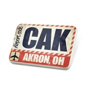 Porcelein Pin Airportcode CAK Akron, OH Lapel Badge  NEONBLOND