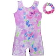thumbnail image 1 of RXIRUCGD Girls Crewneck Oversized Kids Fashion Sleeveless Jumpsuits Gym Suit Hair Rope Set( Purple, Size:6 Years ), 1 of 8