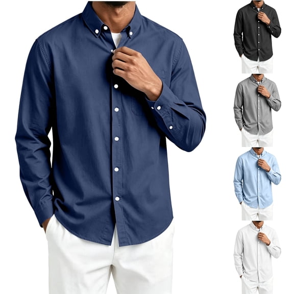 LIBRCLO Mens Shirts Long Sleeve Casual Button Down Shirts Work Dress Shirt with Pocket