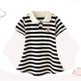thumbnail image 4 of Kids Girls' Short Sleeve Dress with Collar, Black White Stripes Bear Applique A-Line Play Dress for Kids Little Big Girl 2-10 Years,Size 2-3 T, 4 of 5