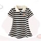 thumbnail image 4 of Ropa de verano para niñas, vestidos de princesa de estilo académico a rayas con cuello dulce y manga corta, camisón de verano de manga corta para niñas, vestido de algodón para niñas., 4 of 5