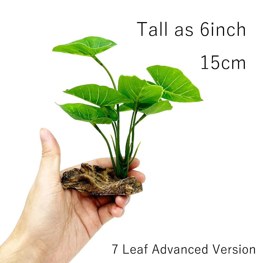 Pets Fish Tank Decor Aquarium Decorations Ornaments Betta Leaf pad Hammock 6inch Plastic Artificial Plant Goldfish Fish Hides Small Tank/Reptiles Plants Driftwood (Green-Type-A)
