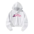 thumbnail image 2 of Sudaderas con capucha informales para mujer, jersey recortado con cordón, sudadera blanca, manga larga, suéteres de moda, Tops para correr en la calle XL, 2 of 8