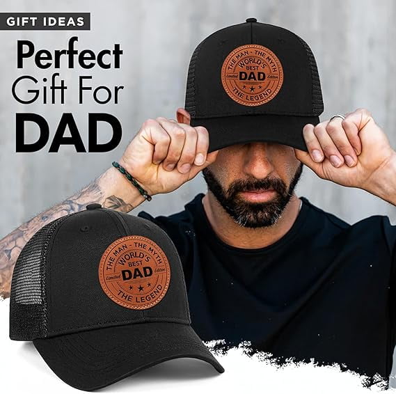 Gifts for Dad, Men for Dad from Daughter, Son - Dads Birthday Gift Ideas, Happy Birthday Gifts for Dads, Fathers - World's Best Dad Hat for Mens Black