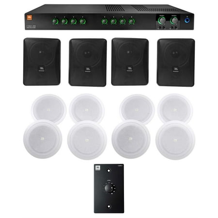 JBL Commercial Amplifier+(4) 6.5" Black Wall+(8) 8" Ceiing Speakers+Wall Control