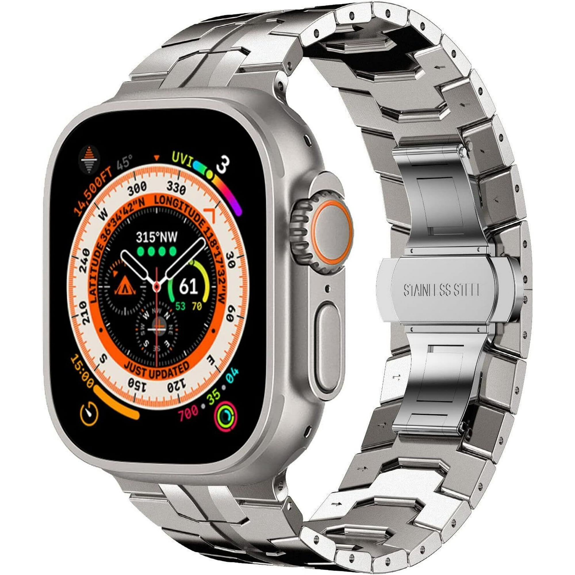 Titanium Band Compatible with Apple Watch Ultra 2 Strap 49mm 45mm 44mm 42mm, Metal Strap for iWatch Ultra SE Series 9 8 7 6 5 4 3 2 1 SE 2 Replacement Wristband for Men with Tool.