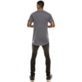 thumbnail image 3 of JC DISTRO Men's Hipster Cotton Longline Drop-Cut Scallop-Tail Short Sleeve Crewneck T-Shirts (upto 3XL) DENIMHEATHER 3XLarge, 3 of 4