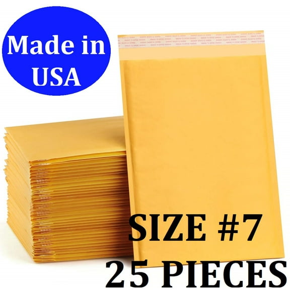 Size #7 (14.25"x19" Interior) Kraft Bubble Mailers with Self Seal- 25 QTY Fast Shipping!