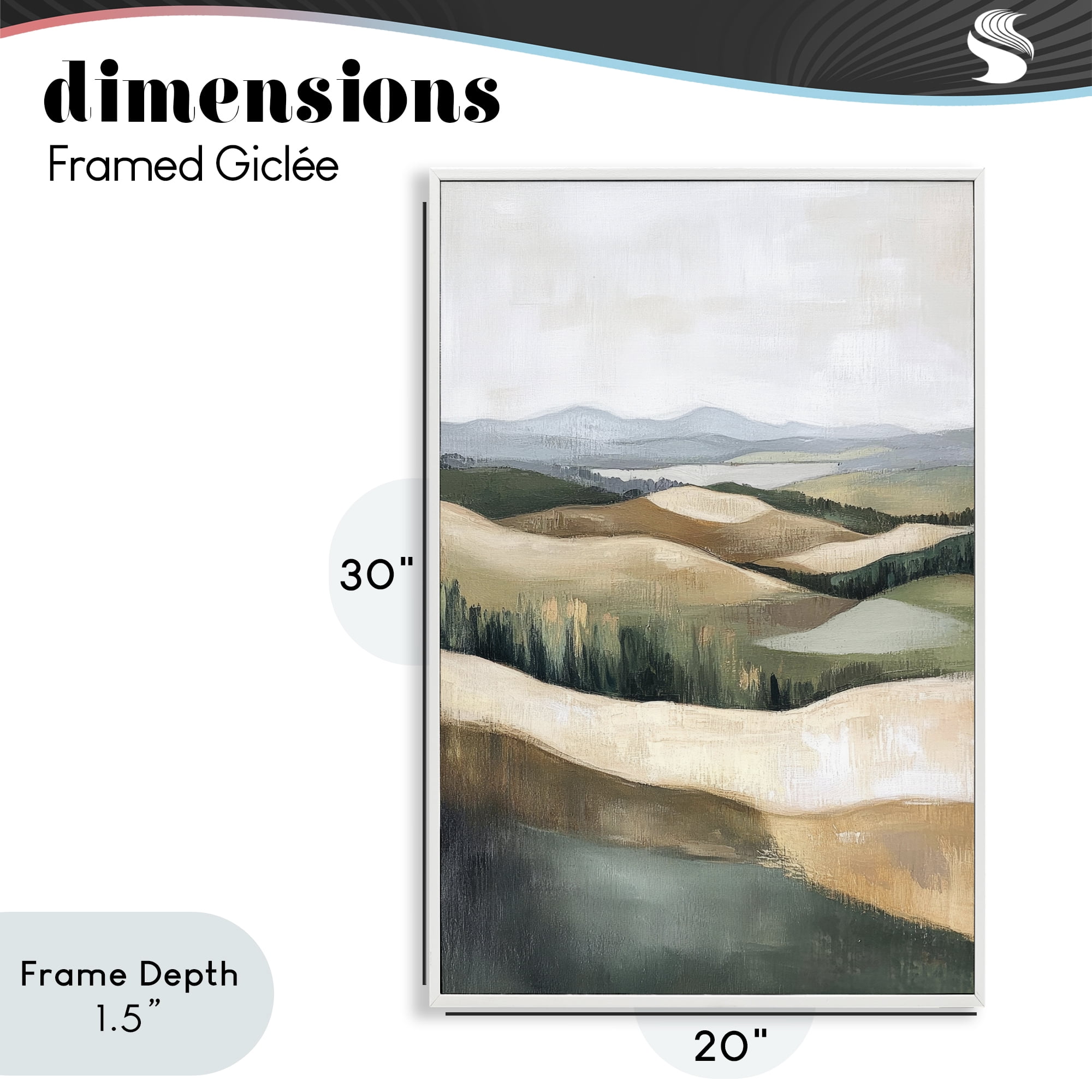 Stupell Industries Tranquil Rolling Hills & Fields White Framed Giclee Art, design by Petal Prints Design