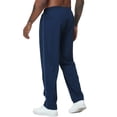 thumbnail image 3 of Xidunhg Men's Navy Sweatpants, Blue Contrast Side Stripe, Quick Dry Straight Leg Gym Casual Pants with Zipper Pockets, 3 of 10