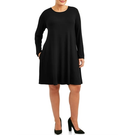 Terra & Sky Women's Plus Size Long Sleeve Knit Dress