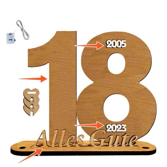 Cadeau d'Anniversaire 18 Ans pour Femmes Hommes, Nom Personnalisé & Cadeaux d'Argent pour 18e Anniversaire avec Lumières Féeriques Led, Idées de Cadeaux d'Anniversaire Drôles, Cadeaux Personnalisés pour Tous les Groupes d'Âge