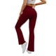 thumbnail image 4 of Amzcrzy Pantalones Yoga Mujer Color Liso - Cintura Elástica, Control Abdominal, Corte Acampanado, Leggings Elásticos Cómodos, Bolsillos S-2XL Rojo, 4 of 6