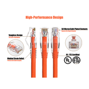 Cable Leader Cat 6 Ethernet Cable 2 ft - Orange | Cat6 Clear Boot RJ45 LAN Patch Cord, UTP