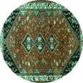 thumbnail image 1 of Ahgly Company Indoor Round Persian Turquoise Blue Traditional Area Rugs, 7' Round, 1 of 4