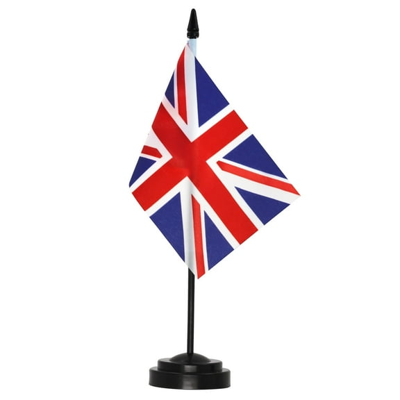 ANLEY UK Deluxe Desk Flag Set - 6 in x 4 in Miniature United Kingdom British Desktop Flag