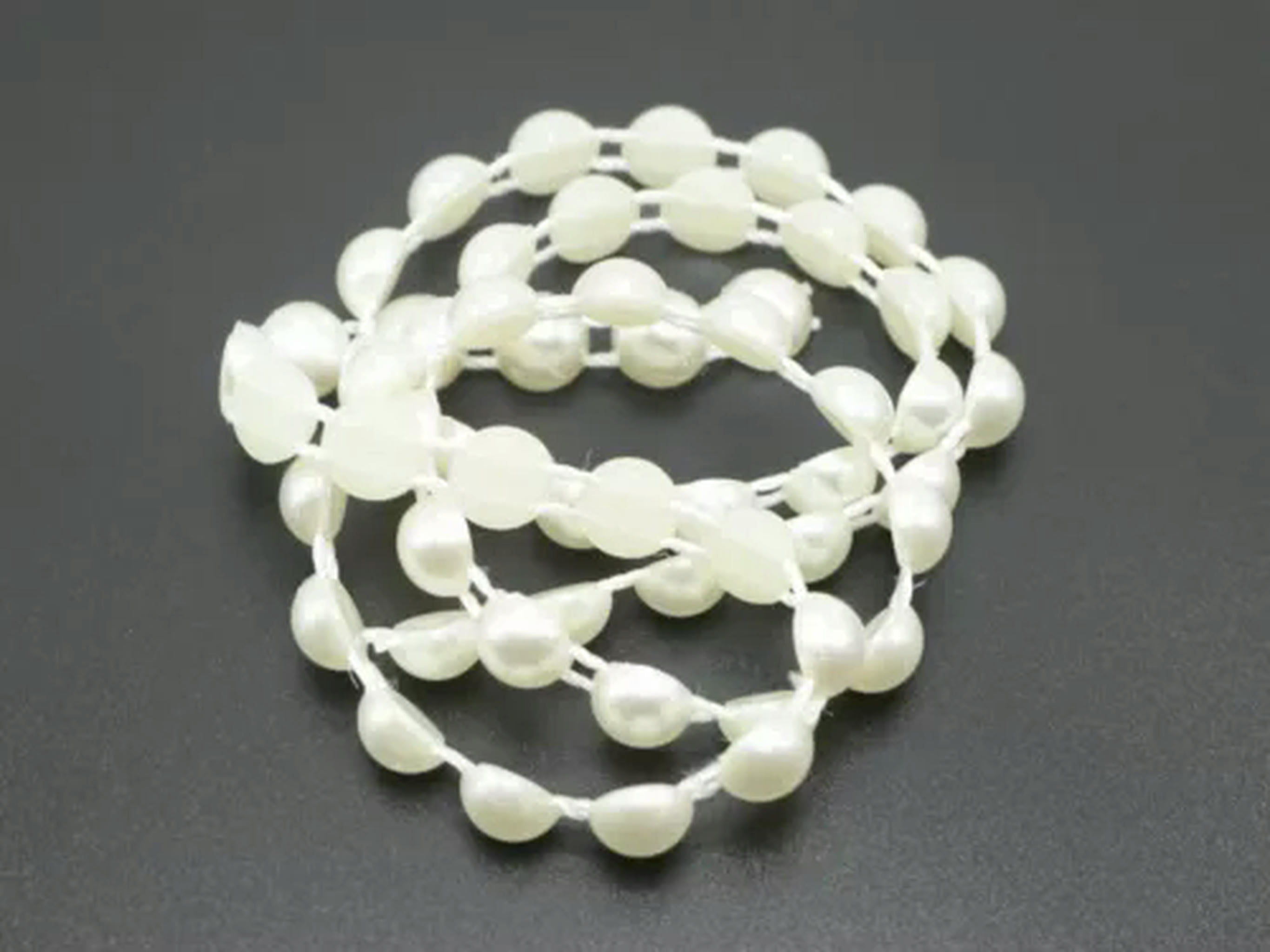 EOEMY 25 Meters Acrylic Flatback Pearl Bead 6mm Chain Garland Trims Wedding Bouquet-Ivory