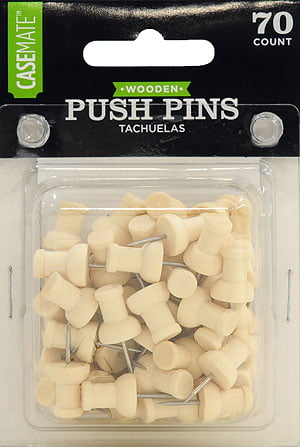 Casemate natural NEW Wood Push Pins Wooden Head with Steel Point 70 Pack 