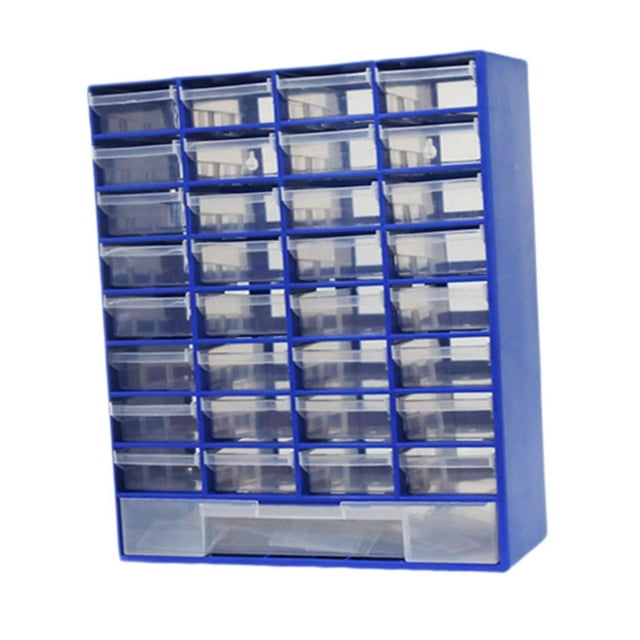 Organizador de armario de almacenamiento con cajones para montar en la pared, con divisor y contenedor para herramientas. Azul