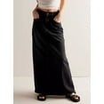 thumbnail image 2 of KelaJuan Women's Mid Waist Denim Skirt Solid Color Long A-line Skirt with Pockets for School, Work, Shopping, 2 of 6