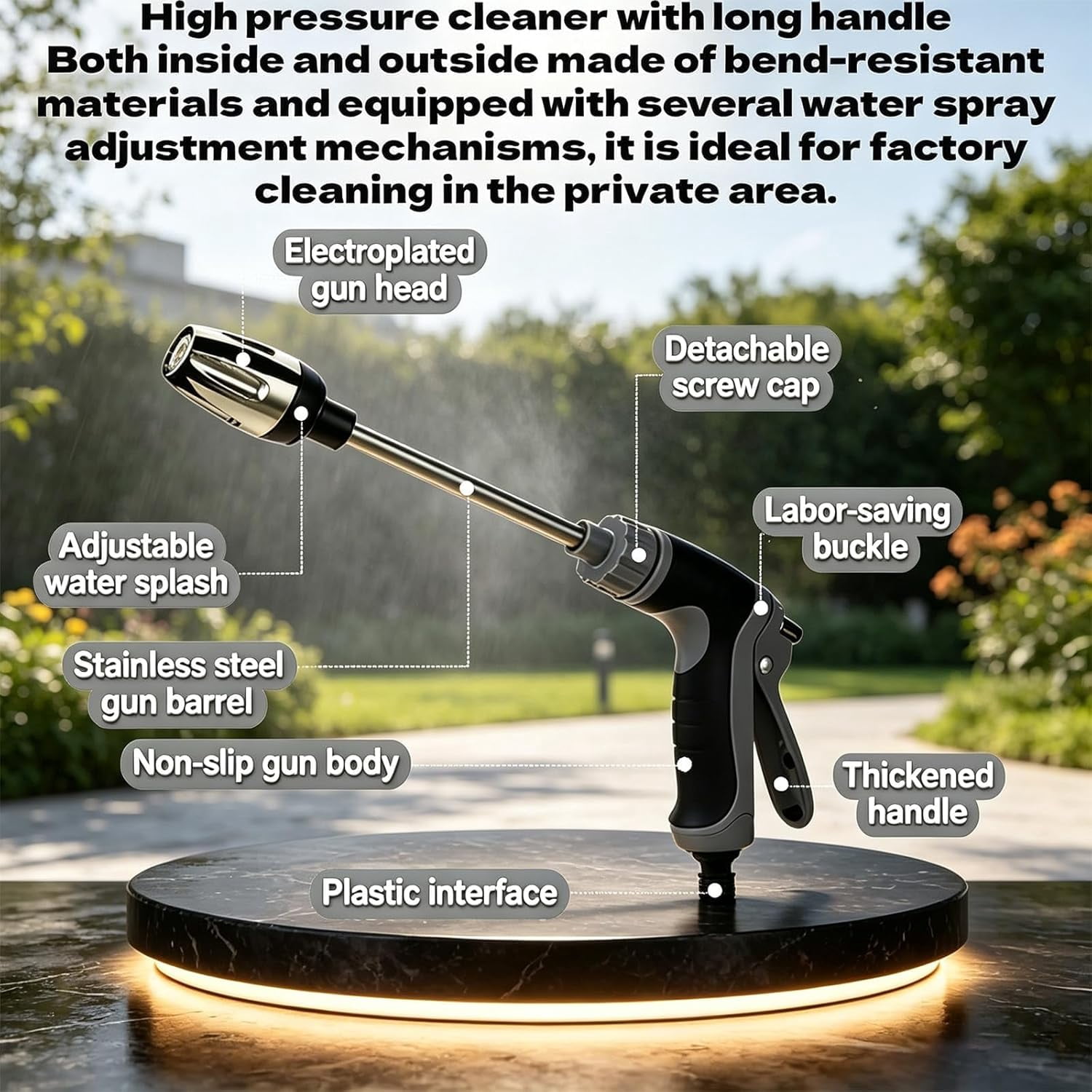 2026 New Heavy Duty Garden Hose Nozzle, 15X More Powerful Than a Garden Hose, 360° Rotating Nozzle with 3 Spray Modes, for Patio, Car, Outdoor Cleaning
