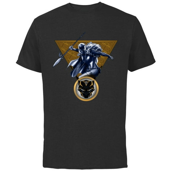 Marvel Black Panther Shuri with Cape and Spear Comic Art - Short Sleeve Cotton T-Shirt for Adults - Customized-Black