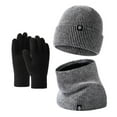 thumbnail image 2 of Eoperou Winter Beanie Hat with Gloves Scarf Set Solid Color Soft Elastic Ultra-Thick Windproof Knitted Hat Neck Warmer Gloves, 2 of 8