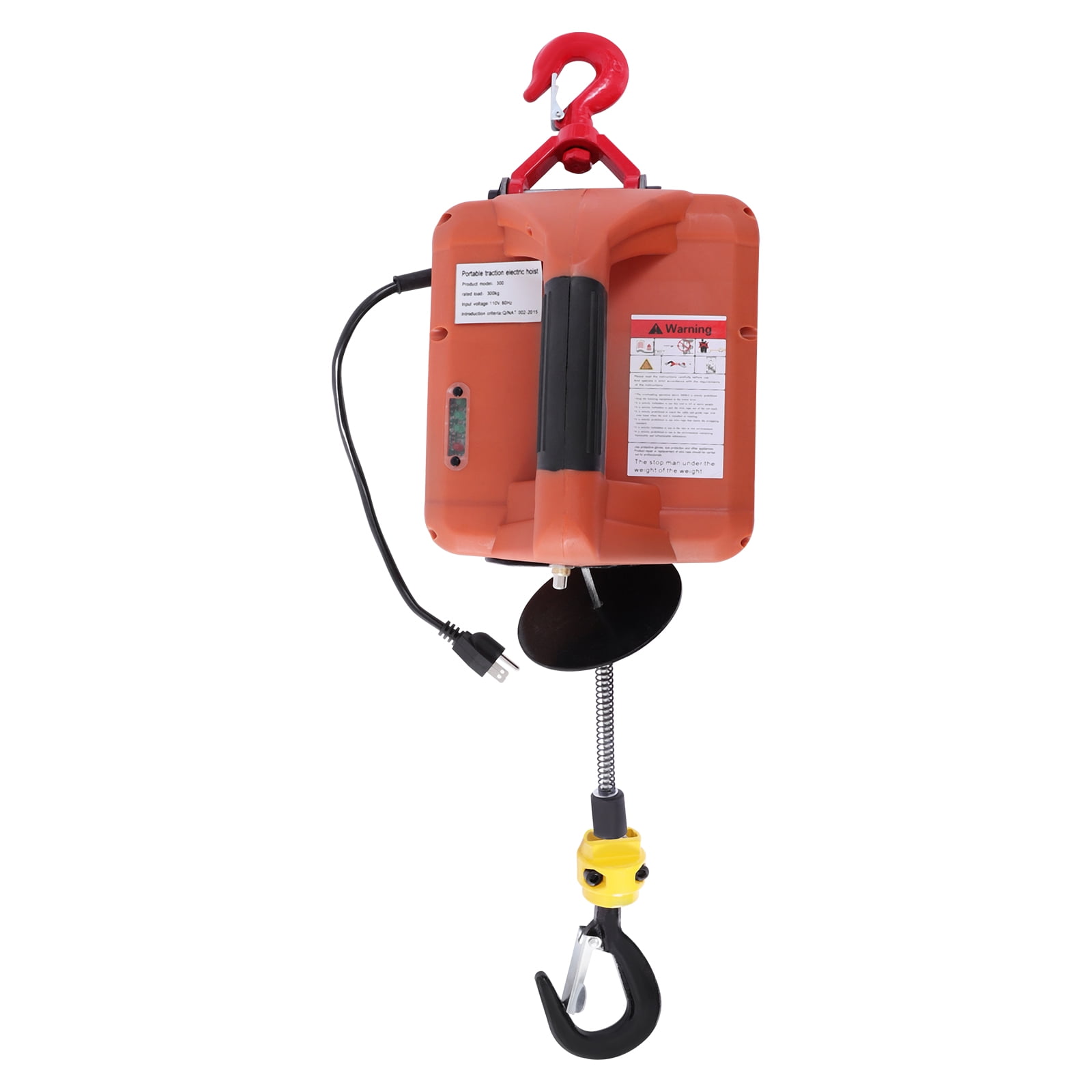 3-in-1 38.7ft Portable Electric Winches Orange Pure Copper Motor Hoist Winch Crane Lift for Gardens Forests Factories