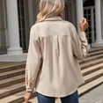 thumbnail image 5 of Lovskoo Long Sleeve Shirts for Women Corduroy Button Down Shirt Casual Solid Color Single Breasted Fall Spring Loose Shirt Tops Blouse Beige, 5 of 6