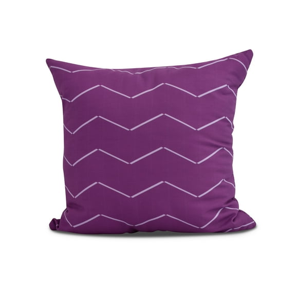 Simply Daisy, 18" x 18" Harlequin Stripe , Geometric Print Outdoor Pillow, Purple