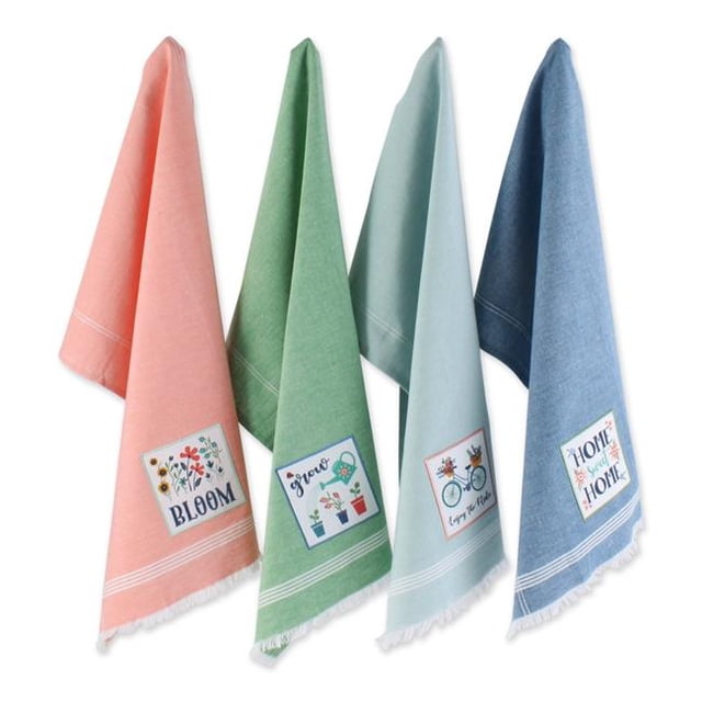 Design Imports CAMZ11582 Fleur Jardin Embelli Torchon - Lot de 4