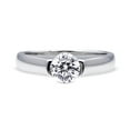 thumbnail image 2 of BERRICLE Sterling Silver Solitaire Wedding Engagement Rings 0.8 Carat Half Bezel Set Round Cut Cubic Zirconia CZ Ring for Women, Rhodium Plated Size 4, 2 of 10