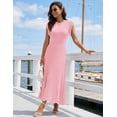 thumbnail image 4 of MEROKEETY Womens 2026 Spring Summer Sleeveless Fringe A Line Pleated Midi Dress Business Casual Work Wedding Guest Flowy Dress Pink M, 4 of 4