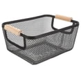 thumbnail image 5 of Wire Storage Basket with Wooden Handles for Organizing Clothes Toys and Household Items Black 12.5 x 8.5 x 6 inches, 5 of 5