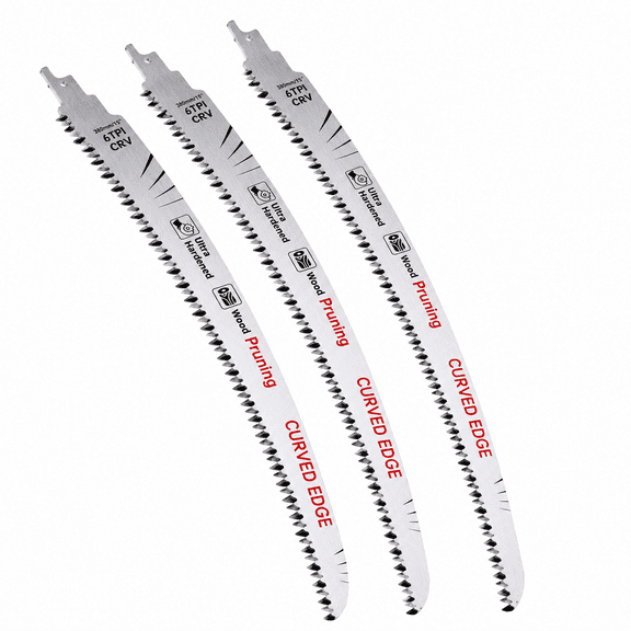 Arc Edge Reciprocating Saw Blade, 15 Inch Pruning Saw, Wood Cutting Reciprocating Saw Blades, 6TPI, 3 Pieces