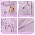 thumbnail image 4 of Tirrinia Women's Plush Soft Robe, Fluffy, Warm, and Fleece Sherpa Shaggy Bathrobe for Ultimate Comfort, Machine Washable, Medium Size, Purple, 4 of 8