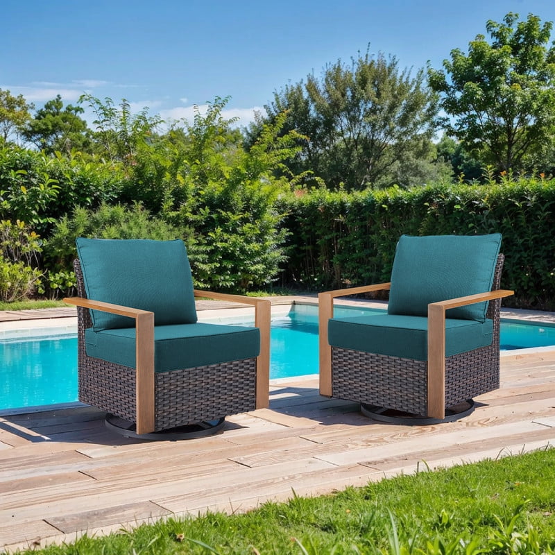 PARKWELL 8-Piece Outdoor Deep Seat Cushion Set, 22 x 24, Water Repellent, Fade Resistant, 6-Inch Thicken Deep Seat Bottom and Back Cushion for Chair, Sofa, and Couch, Peacock Blue