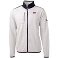 thumbnail image 2 of Men's Cutter & Buck White/Navy UIC Flames Big & Tall Cascade Eco Sherpa Fleece Full-Zip Jacket, 2 of 3