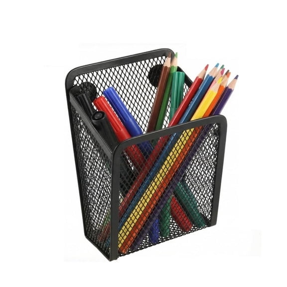 Magnetic Pencil Holder,Mesh Stainless Steel Pen Basket, Metal Writing Utensil Storage Organizer for Whiteboard,Blackboard,Kitchen, Locker, Home, or Office