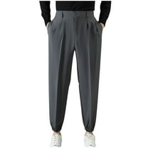 hotojiny Mens Dress Pants Fashion Pleated Cinch Bottom Trousers Loose Fit Slacks Work Office Suit Pants with Pockets