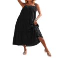 thumbnail image 3 of PENGXIANG Femmes d'Été Spaghetti Sangle Longue Maxi Robe Haut Bas Robe à Volants Étagée en Vrac Plage Fluide Robe Longue Abricot XL, 3 of 5