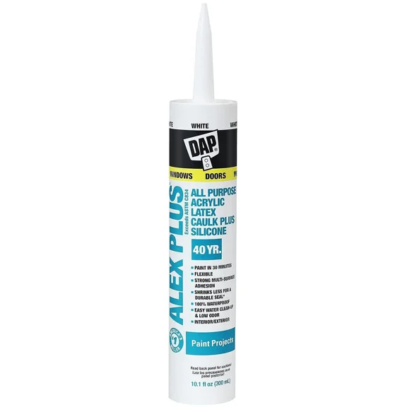 OPAL- Dap Alex Plus 10.1 Oz. Clear Acrylic Latex Caulk Plus Silicone, Long Lasting New