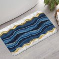 thumbnail image 2 of Blue Gold Wave Marble Pattern Bathroom Rugs Mat,Non Slip Microfiber Bathroom Rug,Rubber Backing,Soft Bathroom Mats for Bathroom Floor,Tub and Shower,17x30in(43x75cm), 2 of 5