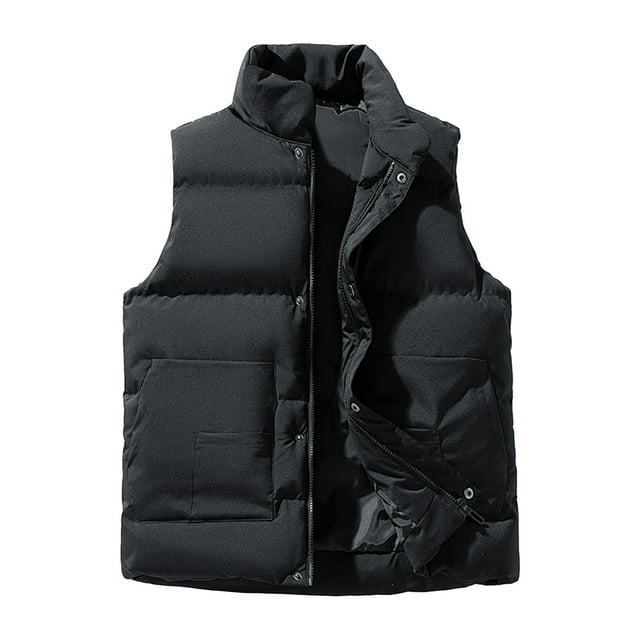 Veste Matelassée Sans Manches pour Hommes, Gilet en Polaire Thermique avec Fermeture Éclair avant Résistante au Vent, Gilet Extérieur Rembourré avec Poches pour Randonnée Cyclisme