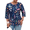 Dark Blue Wildflowers, variant on Cuteduck Women Plus Size Printed Tunic 3/4 Sleeve Fall Pleated Round-neck Casual Loose Ruffled Top 1X-5X