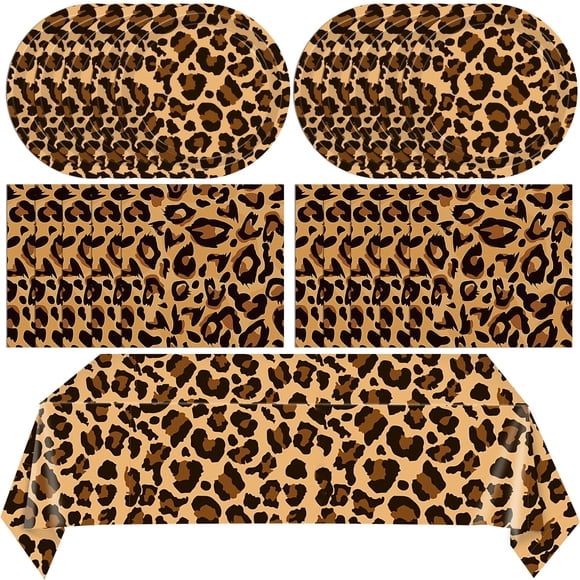 Set de decoración para fiesta con estampado de leopardo Fitoyplak, 41 piezas