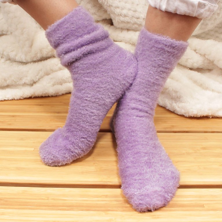 Women's Super Soft and Cozy Feather Light Fuzzy Home Socks - Tinkerbell  Pink - 4 Pair Value Pack - Size 4-10