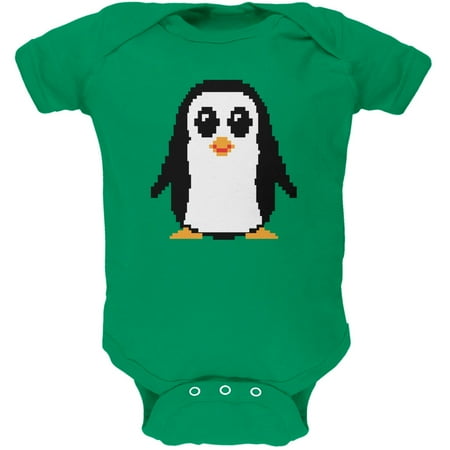 

8 Bit Penguin Kelly Green Soft Baby One Piece - 6 month