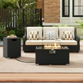 thumbnail image 4 of Costway 2 PCS Outdoor Rattan Fire Table Set with Tank Cover Tempered Glass Tabletop Black, 4 of 10