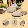 thumbnail image 4 of Lezzglt Kids Suede Clogs with Cork Footbed,Boys Girls Sandals, Adjustable Buckle Slip-On Slippers, Arch Support Mules for Indoor Outdoor, 4 of 6